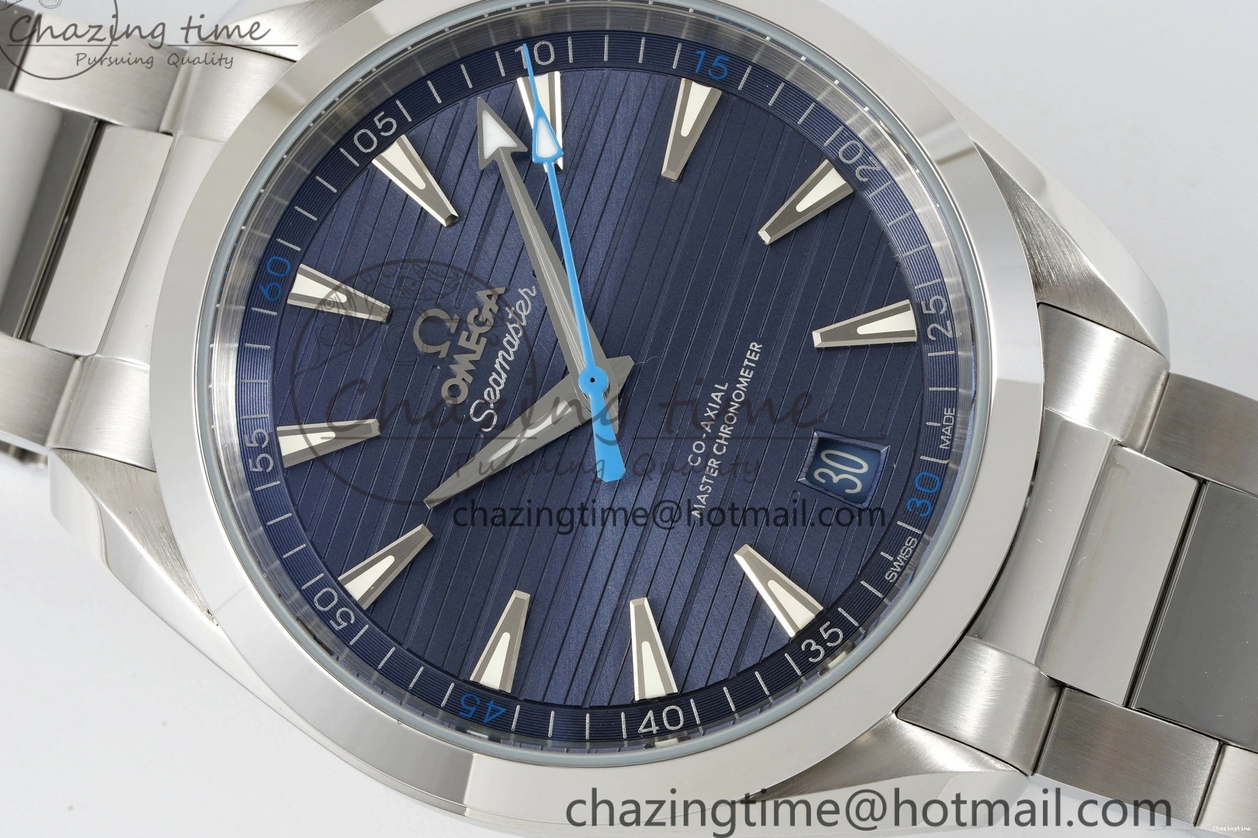 0314 FreshLook Aqua Terra 150M SS JQK 1:1 Best Edition Blue Dial Blue Hand on SS Bracelet A 7831
